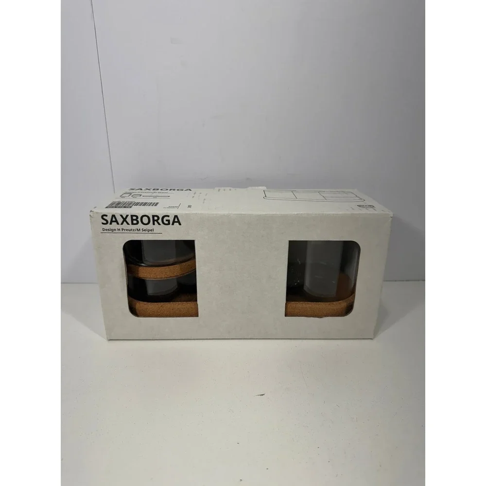 IKEA Saxborga Storage Set Glass Jars with Cork Lids and Tray 403.918.79 NEW
